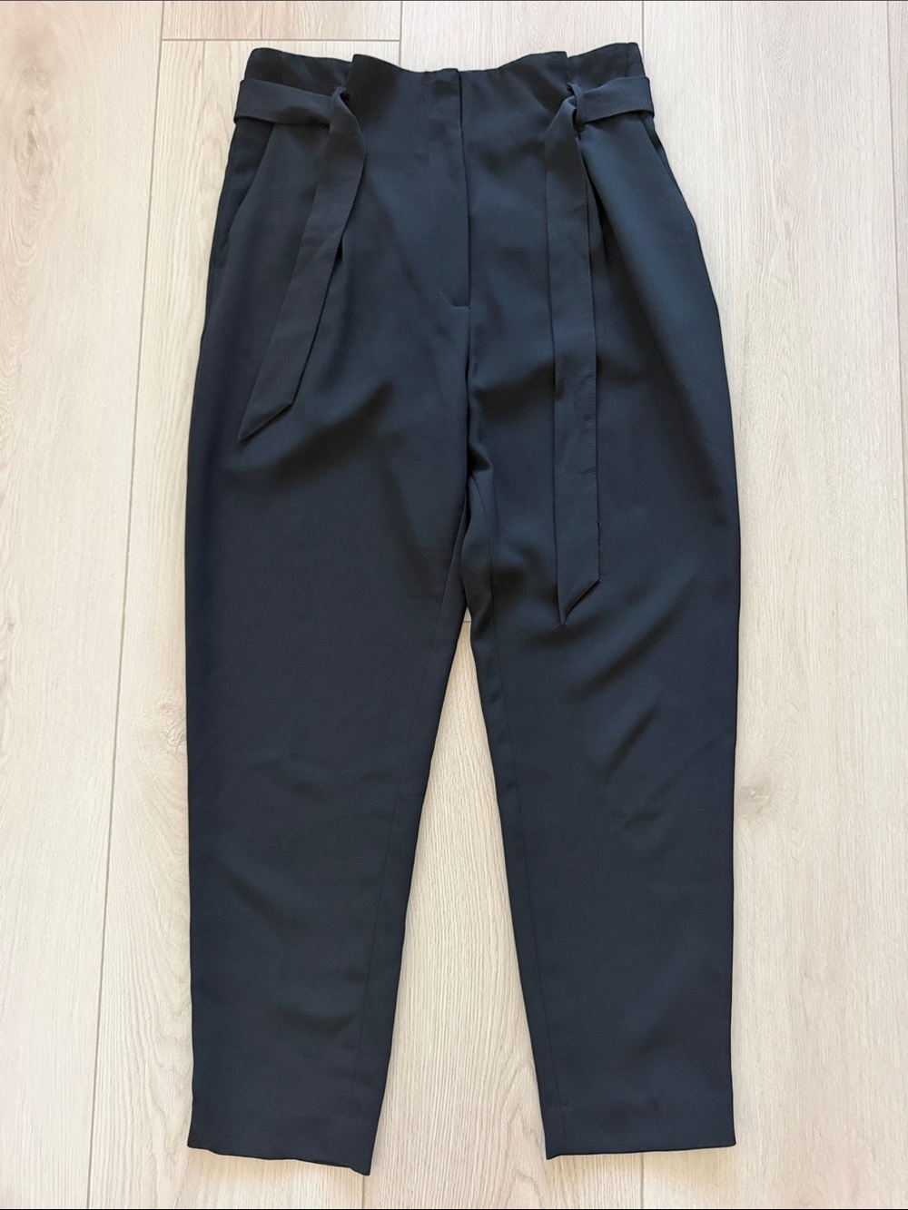 H&M Black Tailored Chinos with Tie Waist